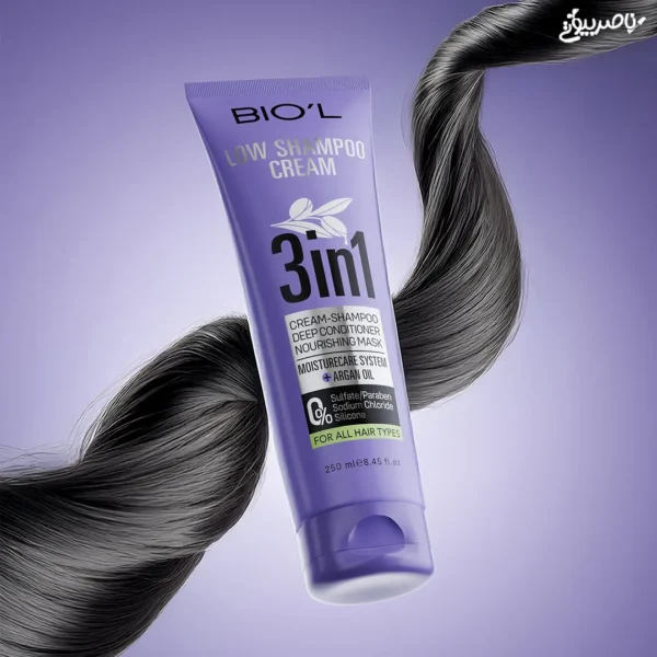 شامپو نرم کننده کرمی مو بیول ۳ در ۱ تیوپی Biol Low Shampoo Cream