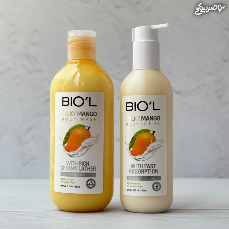 پک دو محصول لوسیون و شامپو بدن بیول رایحه انبه Milky Mango